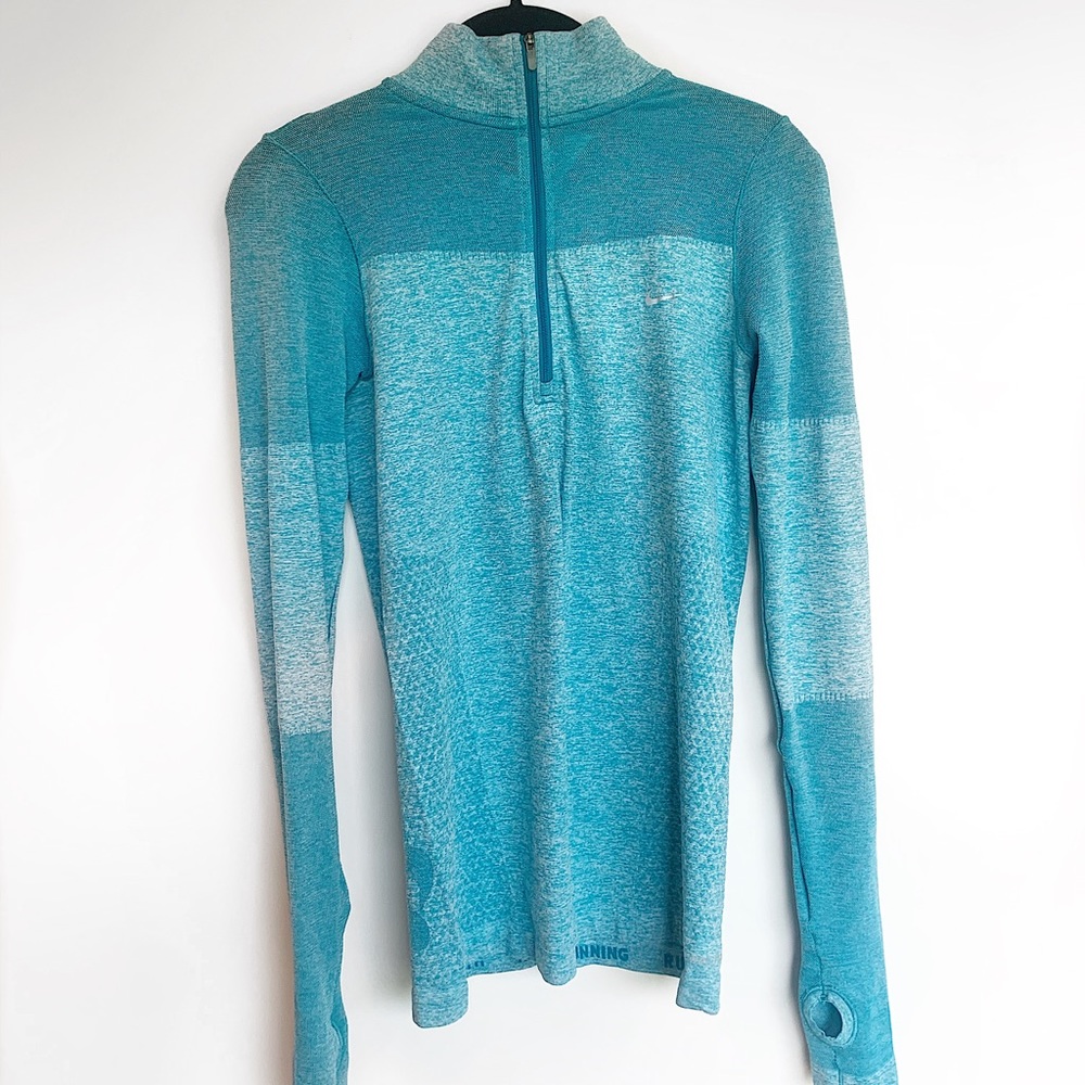 Nike Quarter Zip Pullover, Turquoise, Size Small